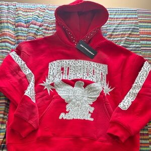 50% off  Retrovert Red  Eagle Hoodie embellishment size small oversized nwt